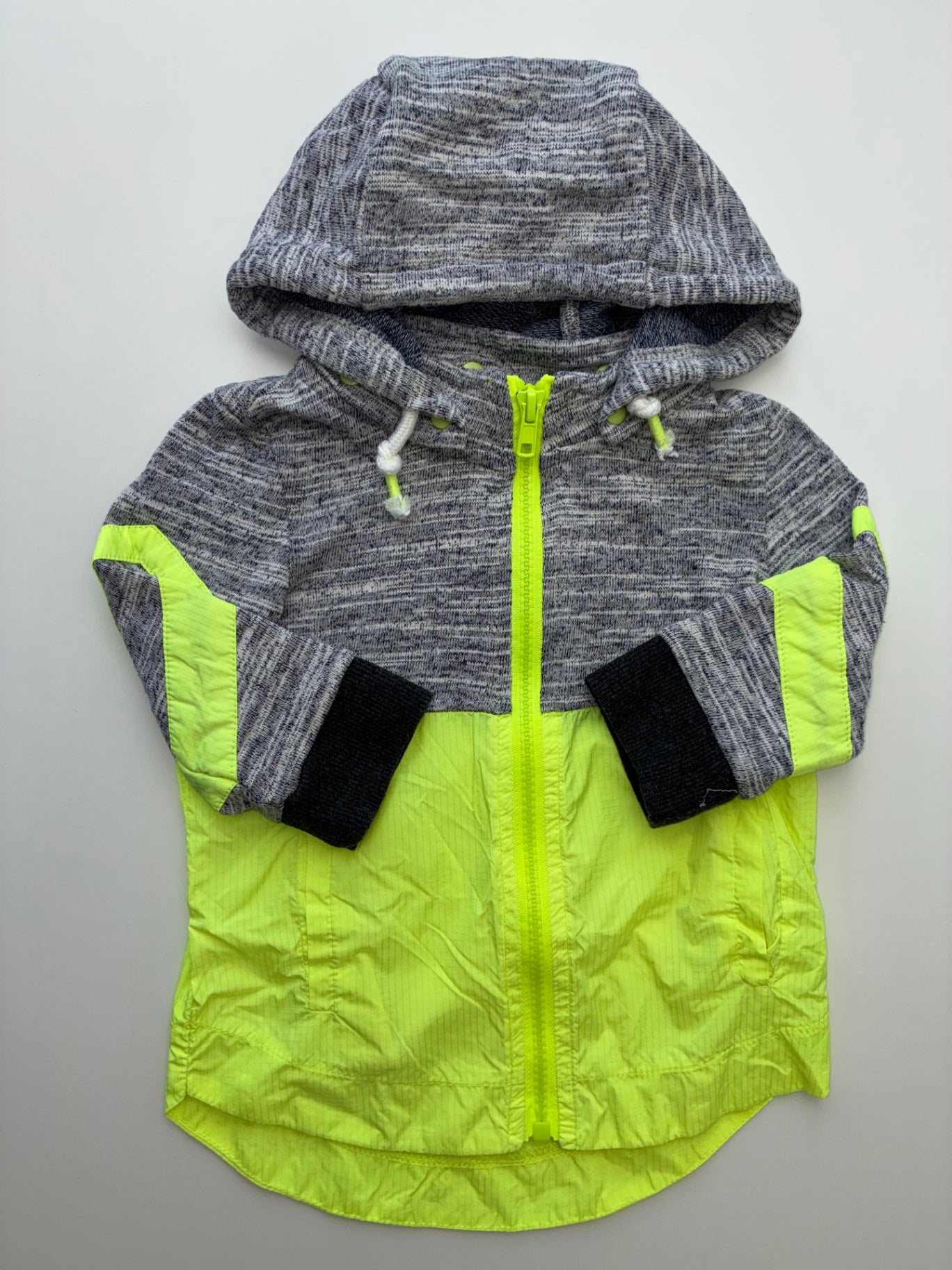 EGG New York Sweatshirt - Gray Heathered + Neon Zip Up Hoodie | size 12 Months
