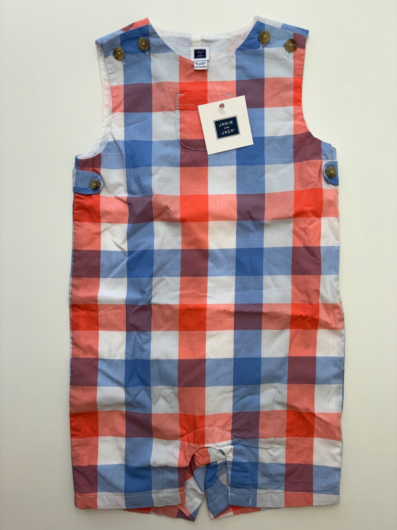 Janie and Jack Onesie - Multicolor Plaid Romper | size 18 - 24 Months