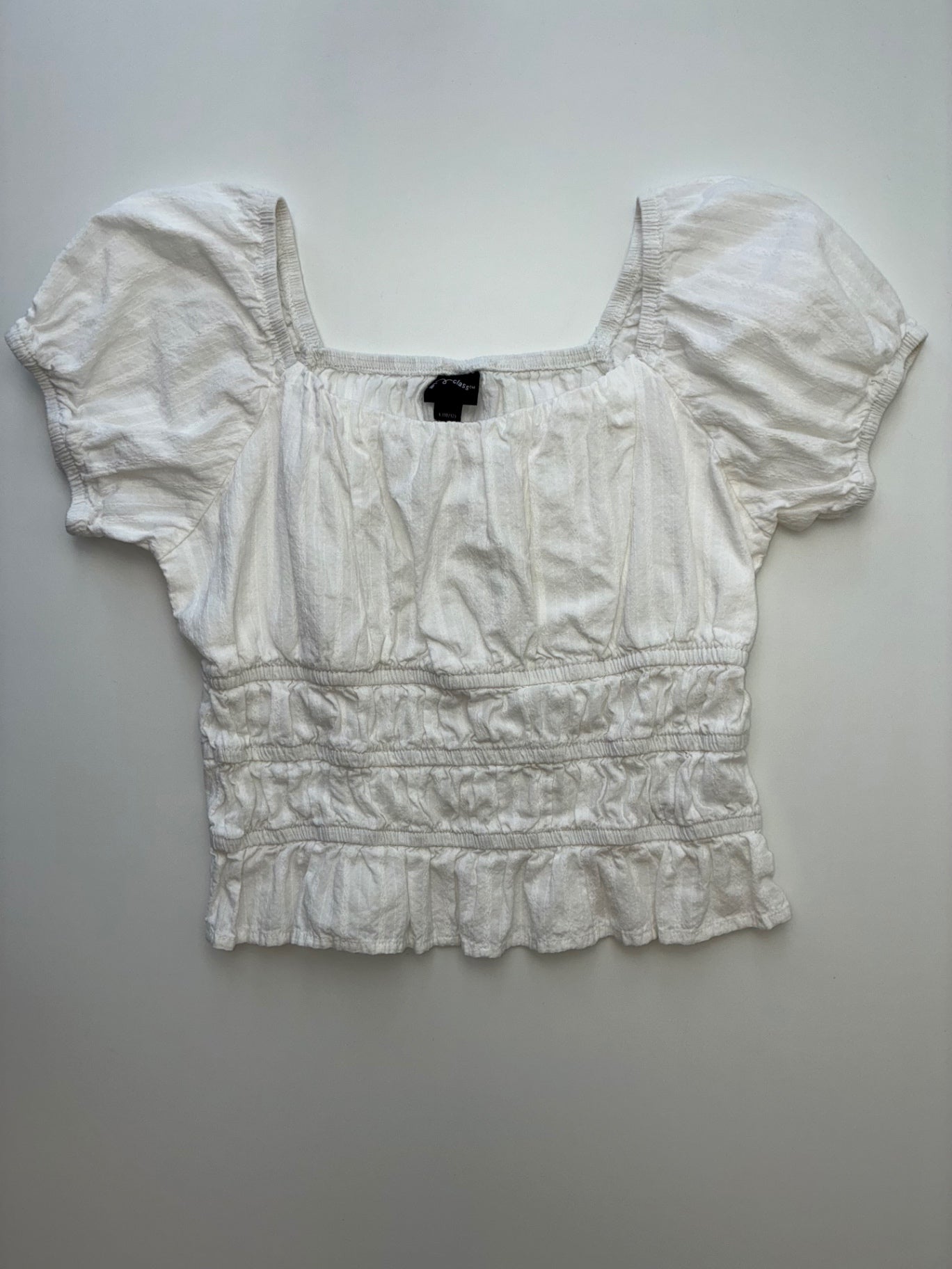 art class Shirt - White Square Neck Puff Sleeve | size 10/12