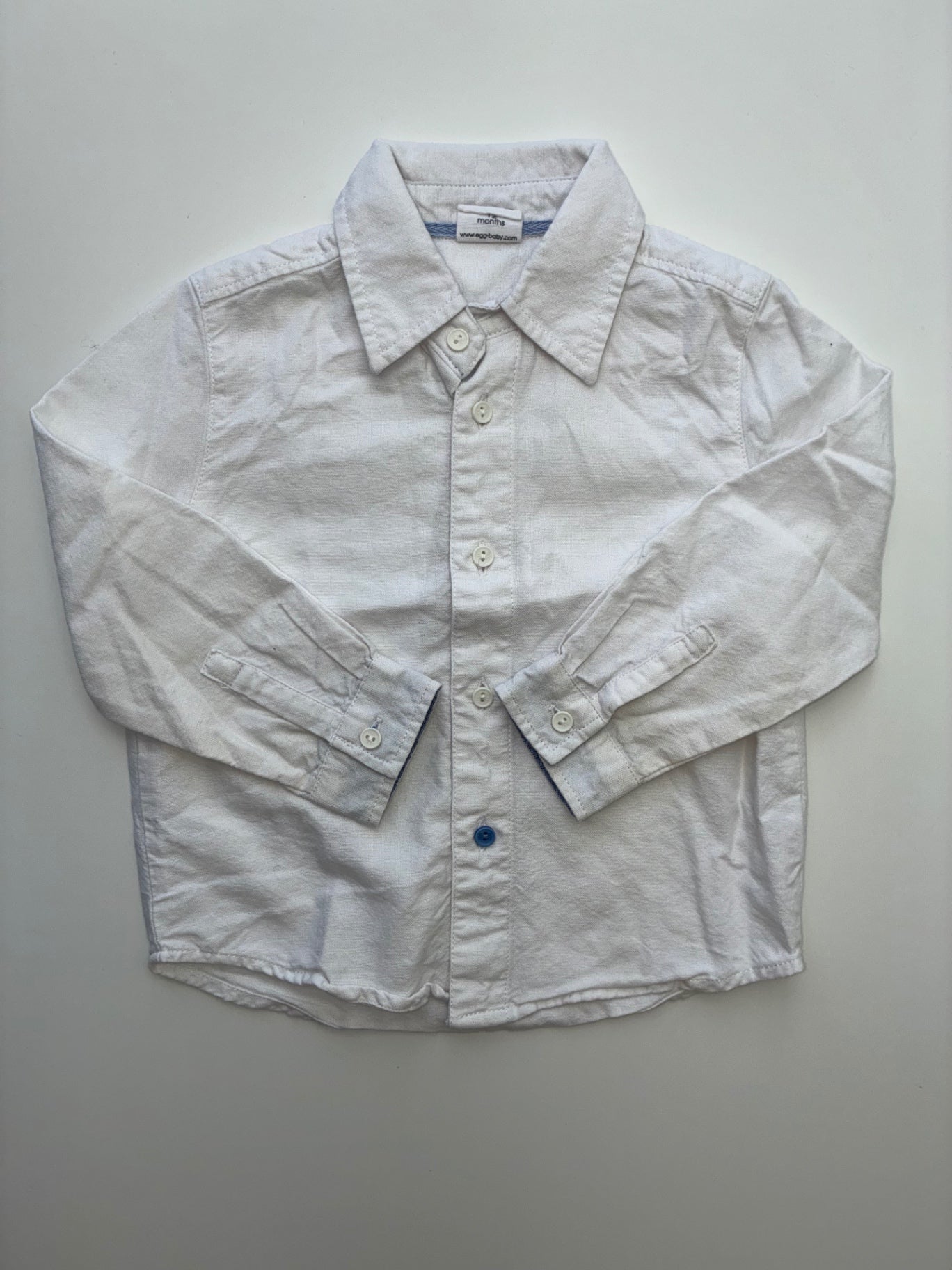 EGG New York Shirt - White Solid Button Up 100% Cotton | size 12 Months