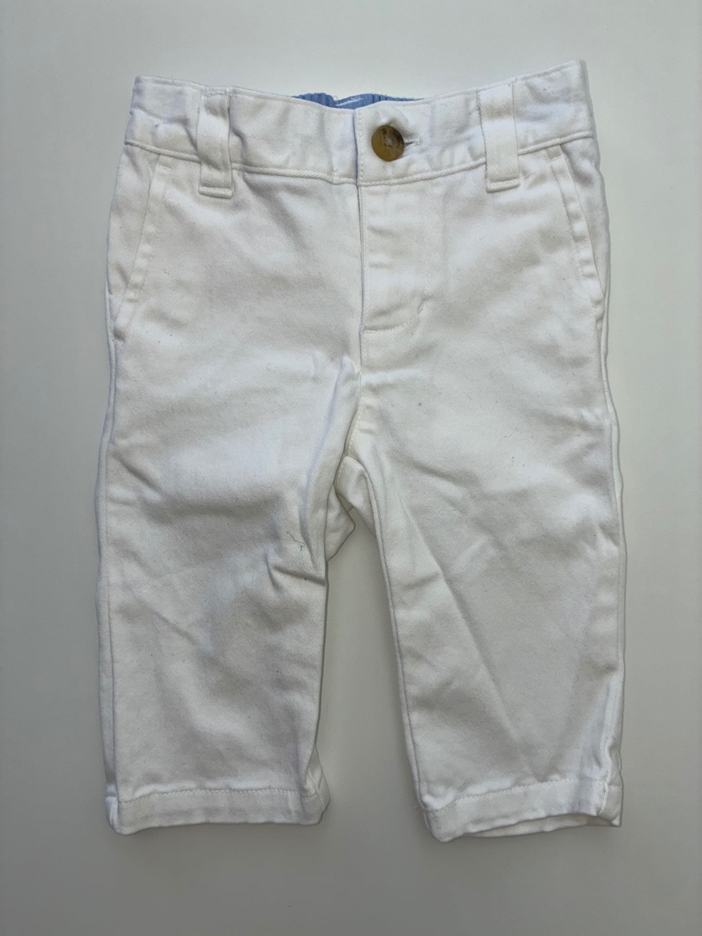 Janie and Jack Pants - White Cotton Twill | size 3 - 6 Months