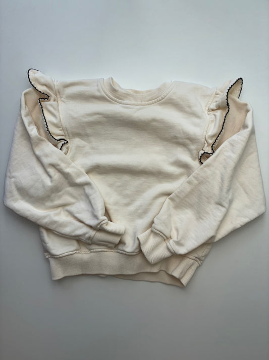 Zara Sweatshirt - Cream Ruffle Crewneck | size 9/10