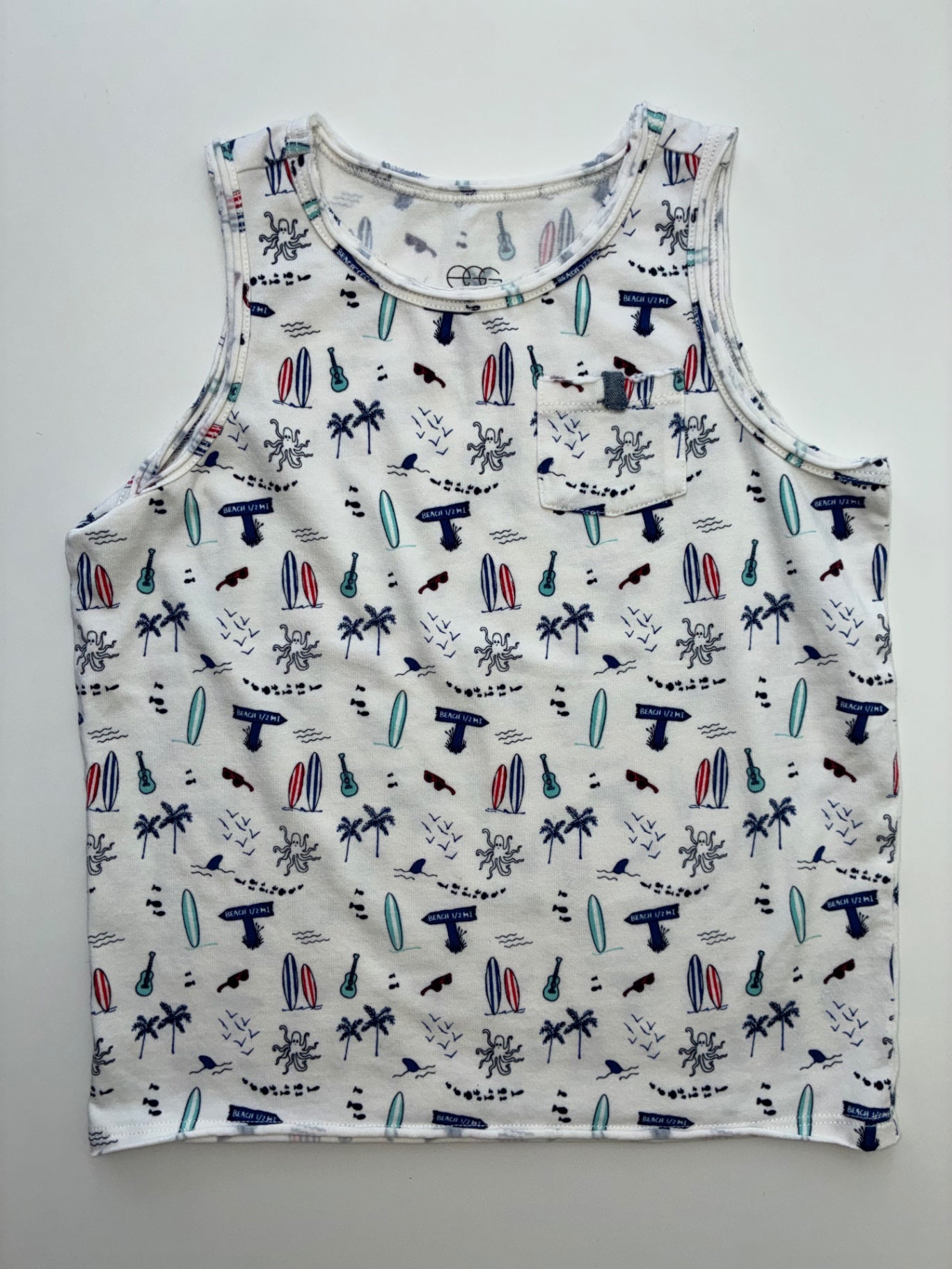 EGG New York Tank Top - White Beach Pattern | size 3T