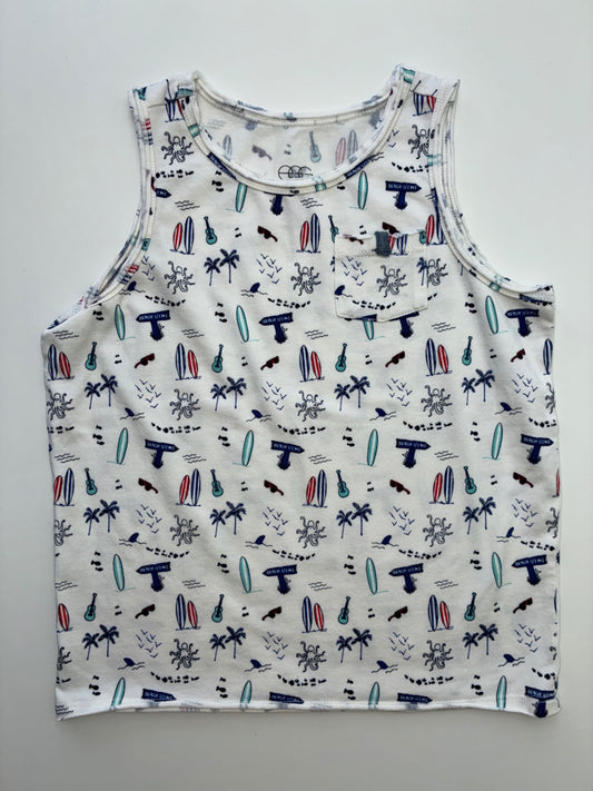 EGG New York Tank Top - White Beach Pattern | size 3T