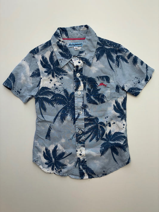 Tommy Bahama Shirt - Blue Palm Tree Short Sleeve Button Up | size 4T