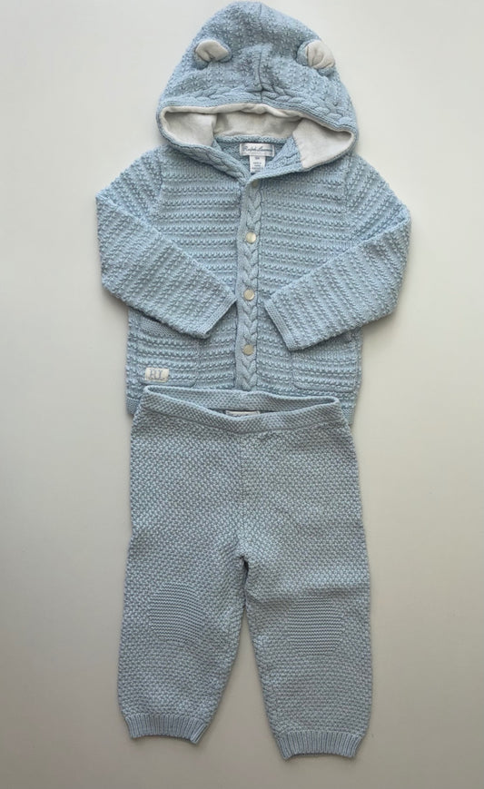 Ralph Lauren 2 Piece Ensemble - Blue Knit Hoodie + Pants | size 18 Months