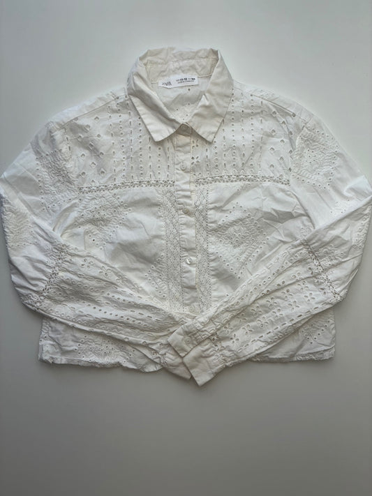 Zara Shirt - White Eyelet Blouse | size 11/12