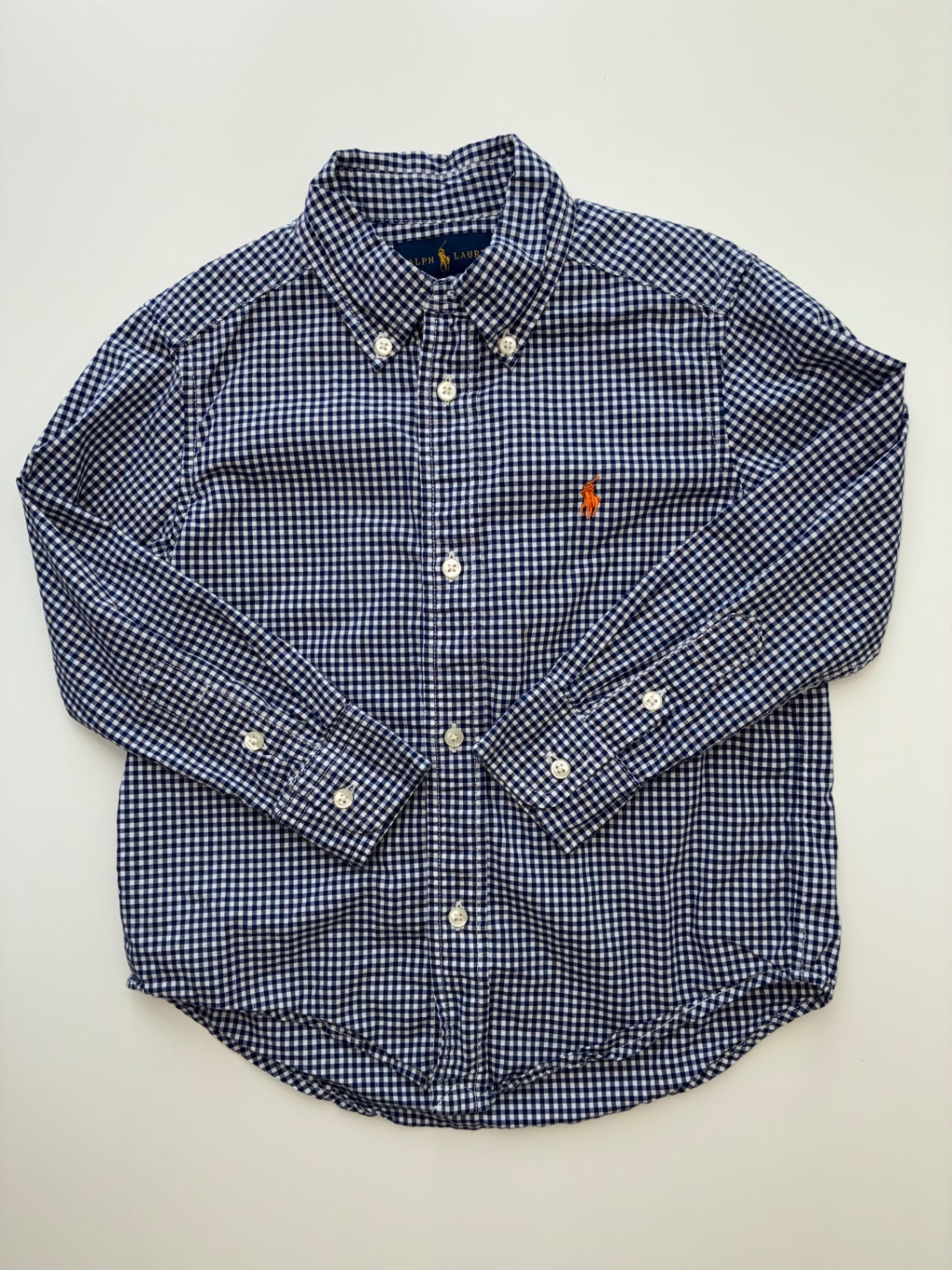 Ralph Lauren Shirt - Navy Blue Gingham Button Down | size 3T