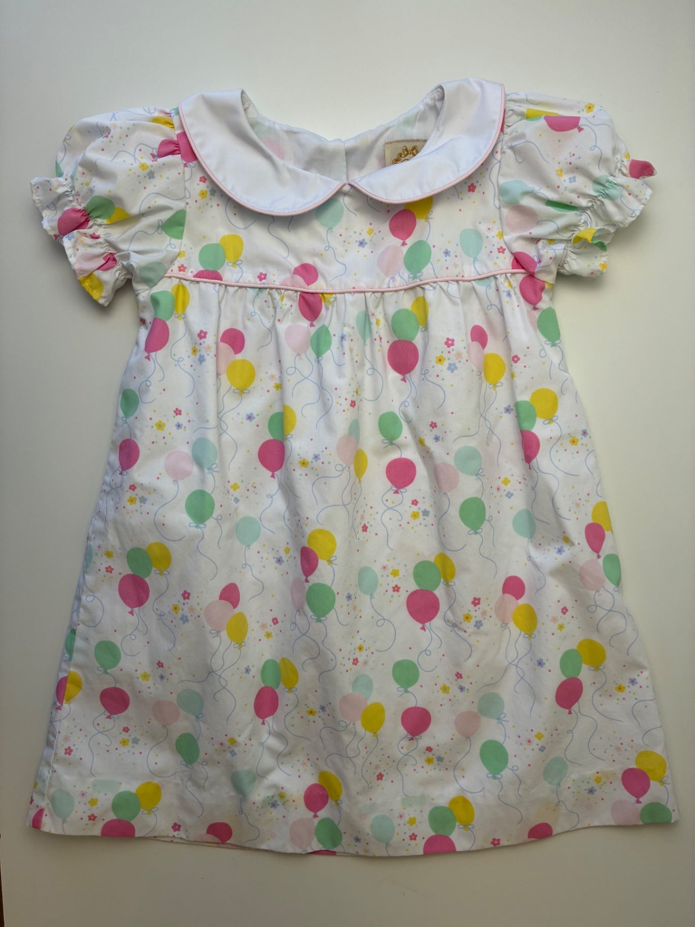 The Beaufort Bonnet Company Dress - White Balloons + Peter Pan Collar | size 6