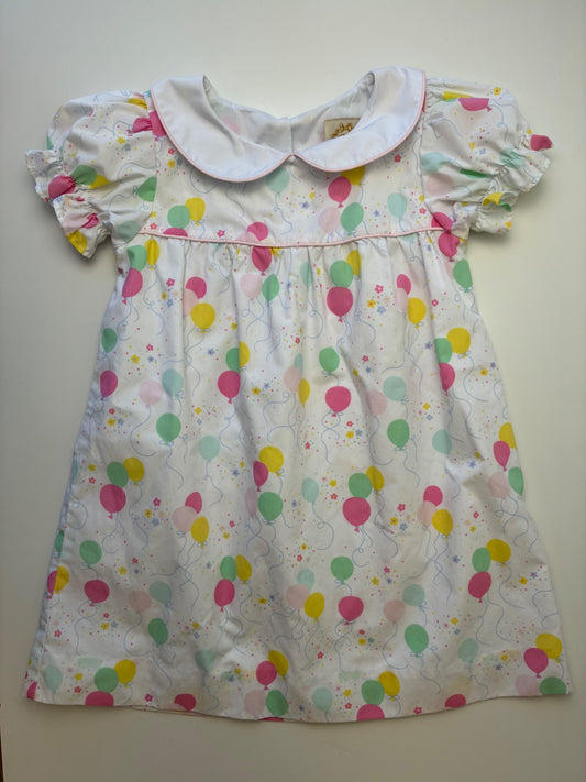 The Beaufort Bonnet Company Dress - White Balloons + Peter Pan Collar | size 6