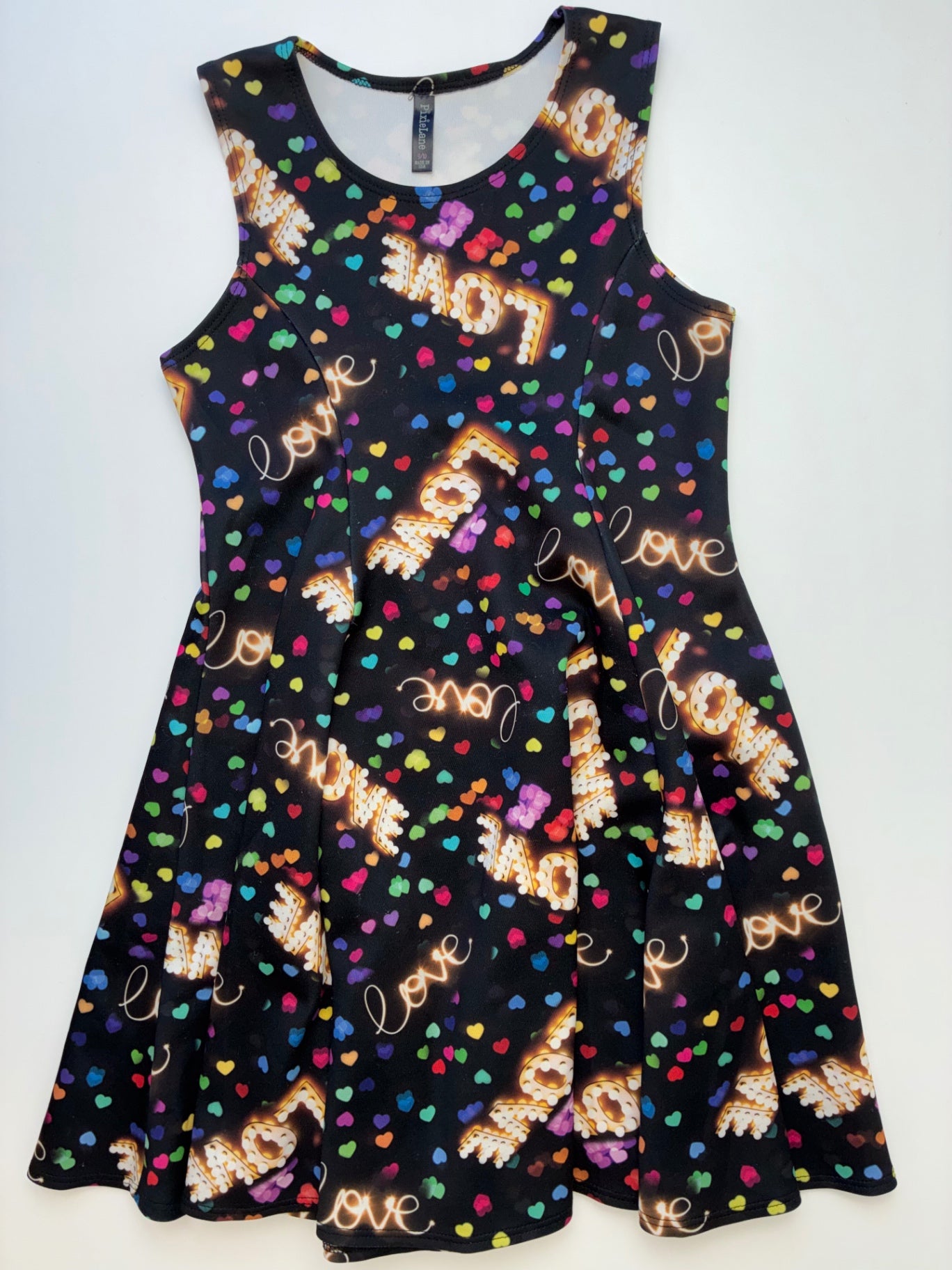 Pixie Lane Dress - Multicolor Rainbow Hearts + Lights | size 9/10