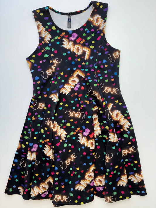 Pixie Lane Dress - Multicolor Rainbow Hearts + Lights | size 9/10