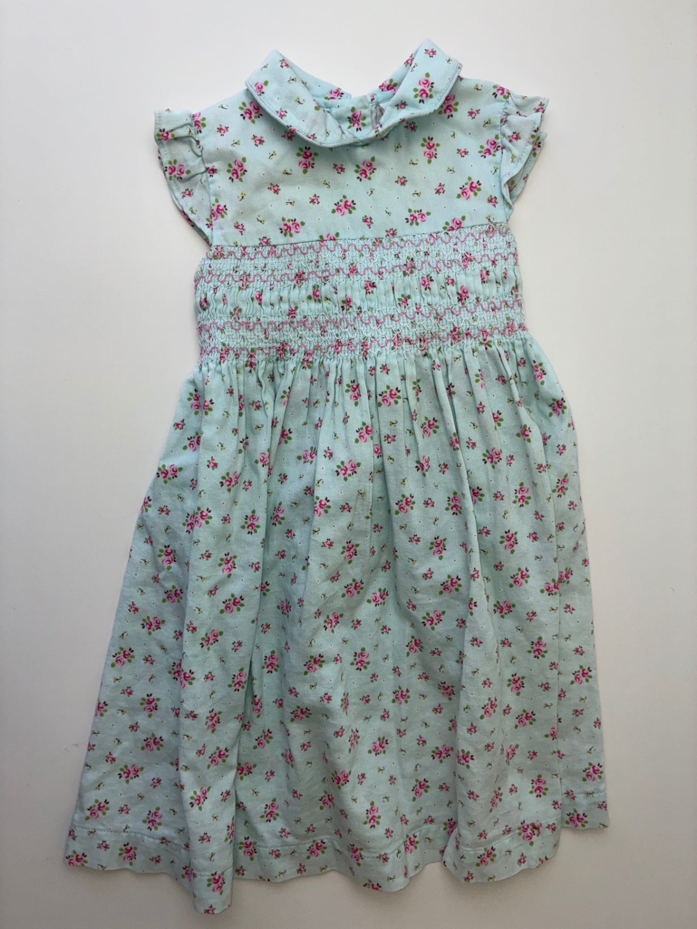 Laura Ashley Dress - Blue Smocked Floral + Peter Pan Collar | size 4T
