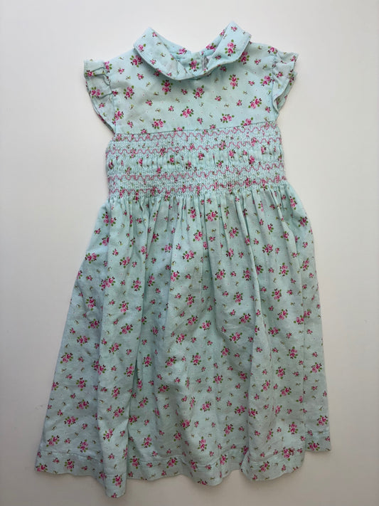 Laura Ashley Dress - Blue Smocked Floral + Peter Pan Collar | size 4T