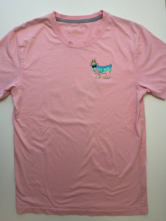 Goat USA T-Shirt - Pink Goat Graphic (Adult Size S) | size Women's S