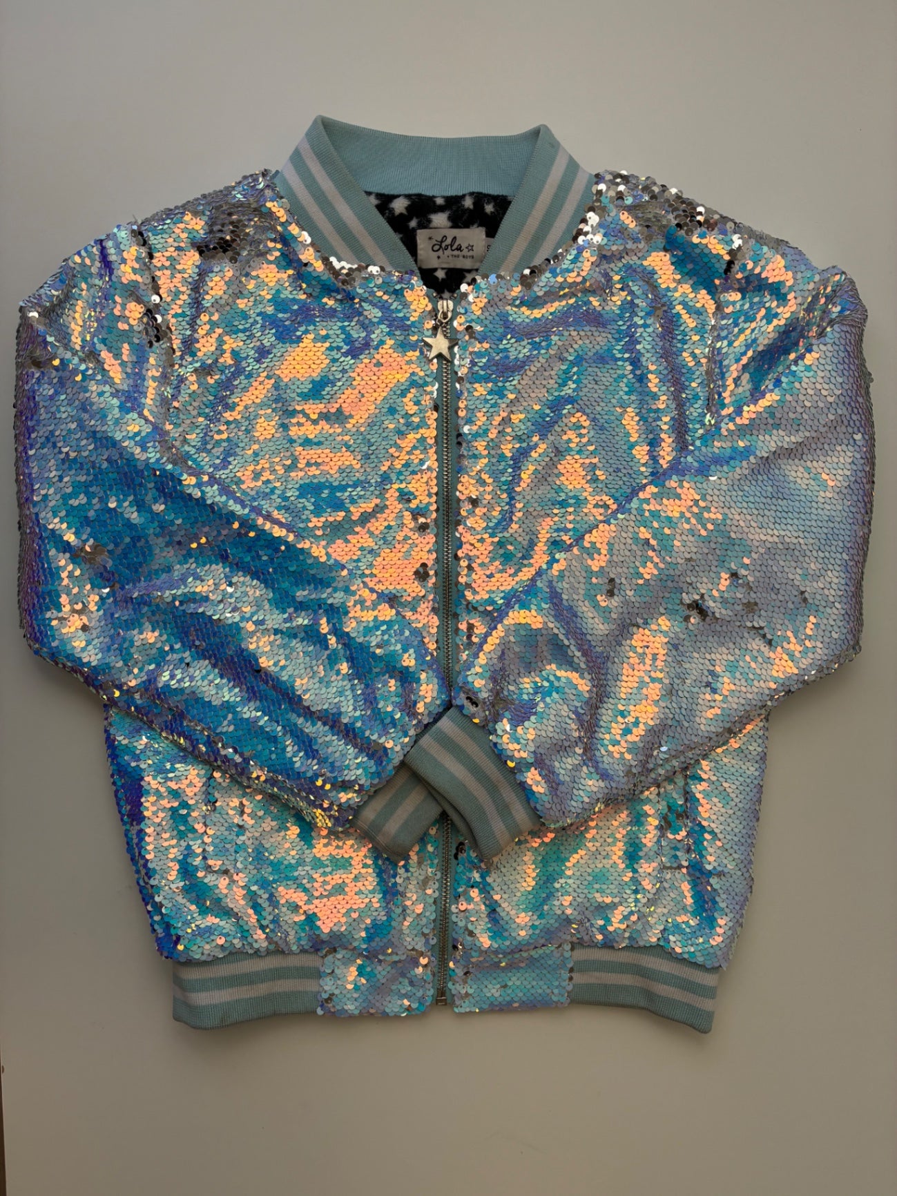 Lola & The Boys Jacket - Multicolor Sequin Angel Wings Bomber | size 10