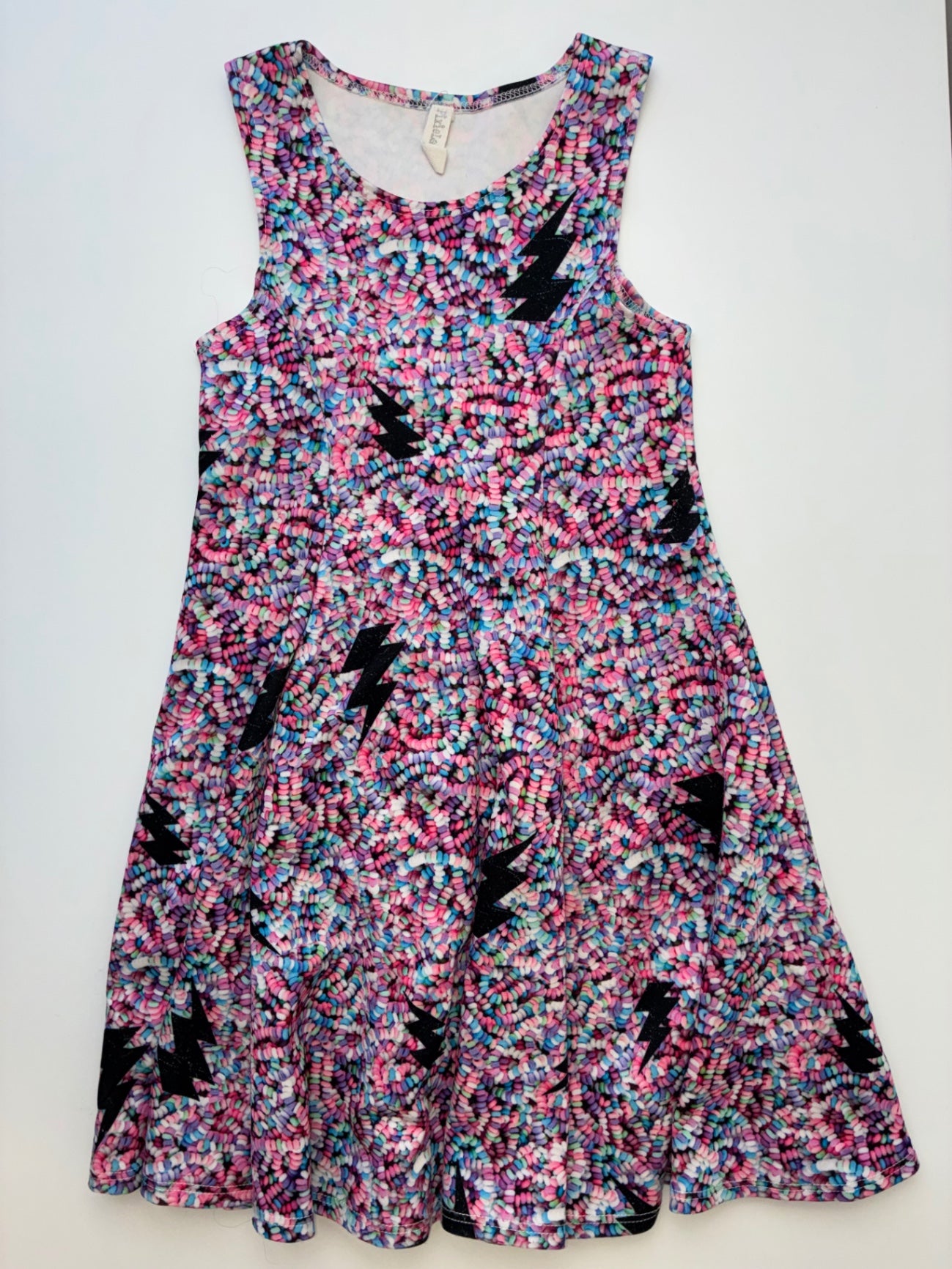 Pixie Lane Dress - Multicolor Candy Necklaces + Lightning Bolts | size 8