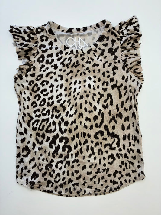 Chaser Shirt - Brown Animal Print Flutter Sleeve | size 10