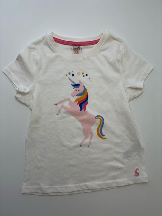 Joules T-Shirt - White Unicorn | size 5T