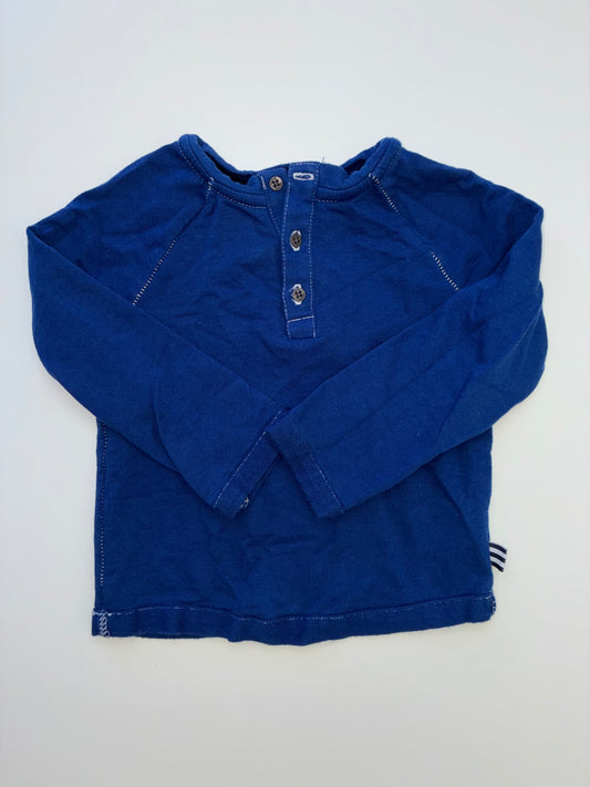 Splendid Long Sleeve T-Shirt - Blue Henley | size 18 - 24 Months