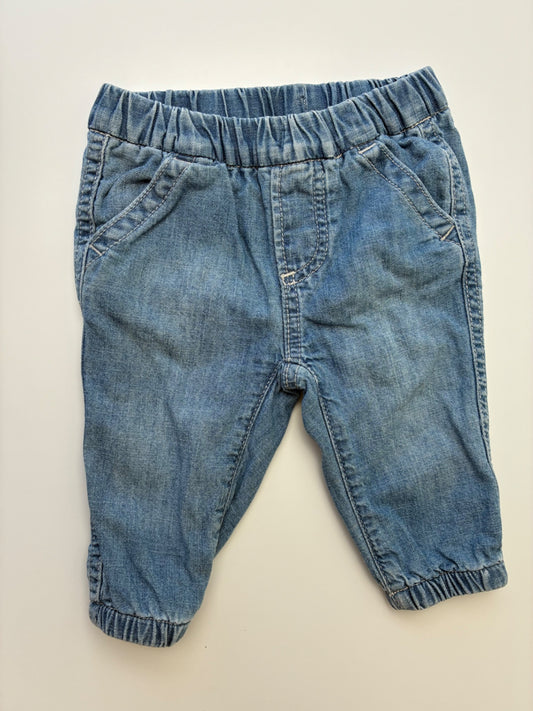 Baby Gap Pants - Blue Lined Chambray Joggers | size 3 - 6 Months