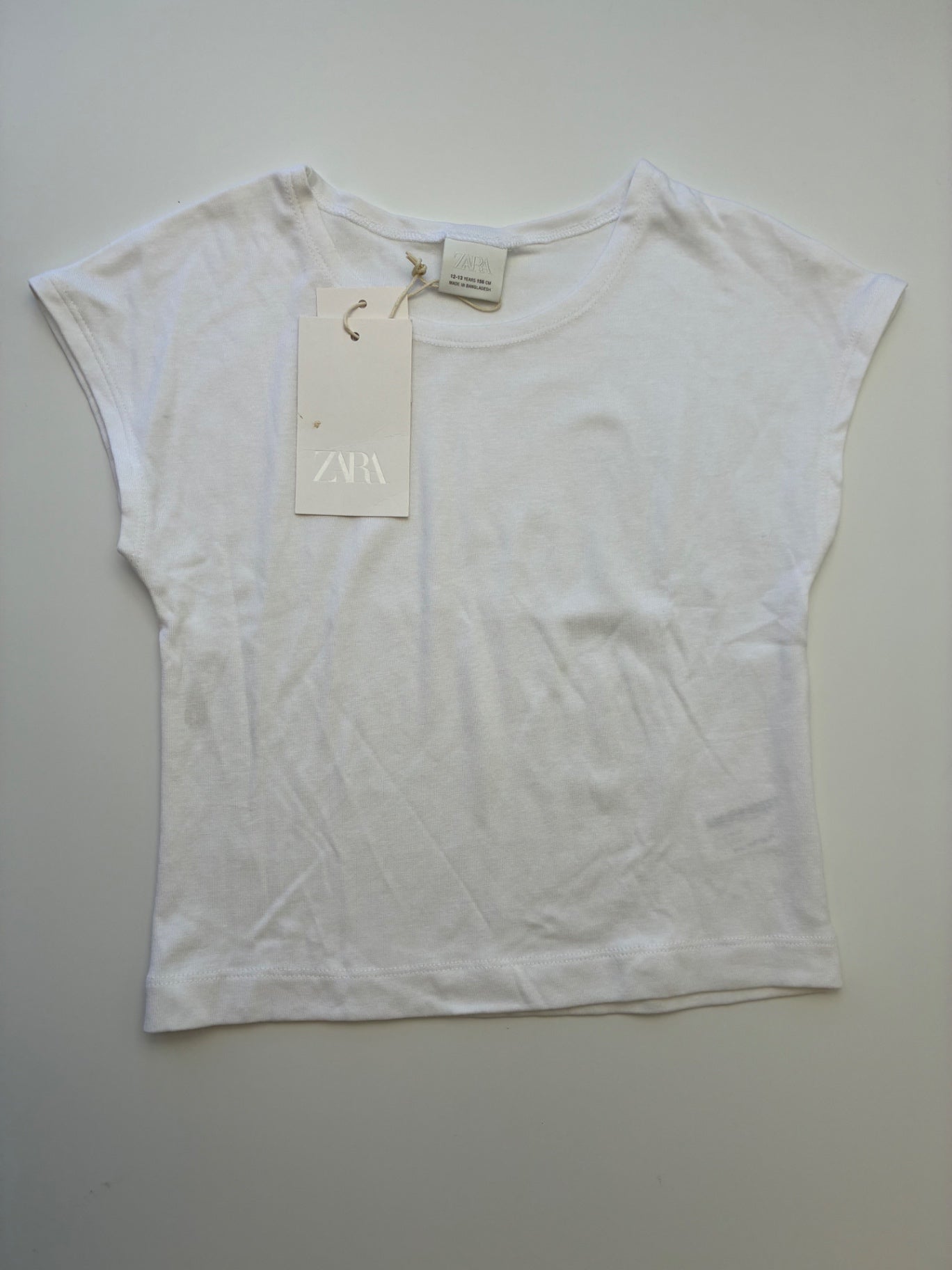 Zara T-Shirt - White Cotton Modal Blend | size 12/13