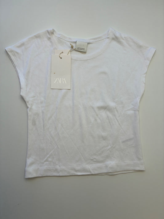 Zara T-Shirt - White Cotton Modal Blend | size 12/13