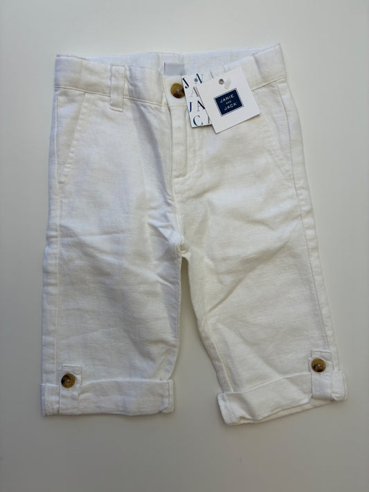 Janie and Jack Pants - White Linen Blend Capri | size 18 - 24 Months