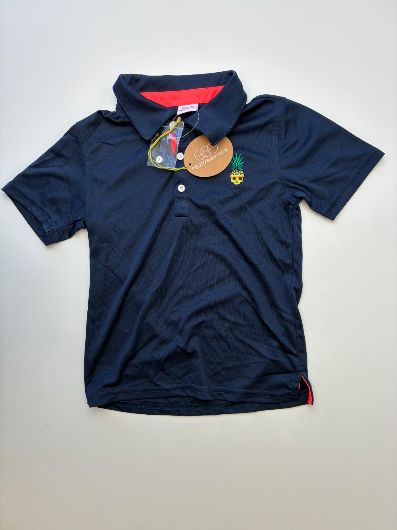 EGG New York Shirt - Navy Blue Pineapple Skull Polo | size 4T