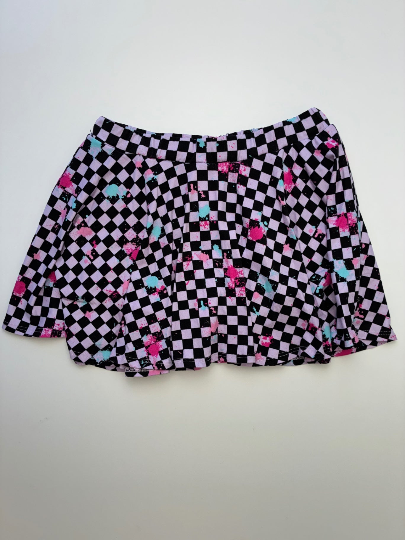 Pixie Lane Skirt - Purple Checkered Splatter Skort | size 11/12