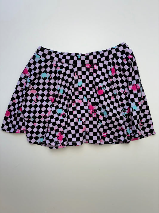 Pixie Lane Skirt - Purple Checkered Splatter Skort | size 11/12