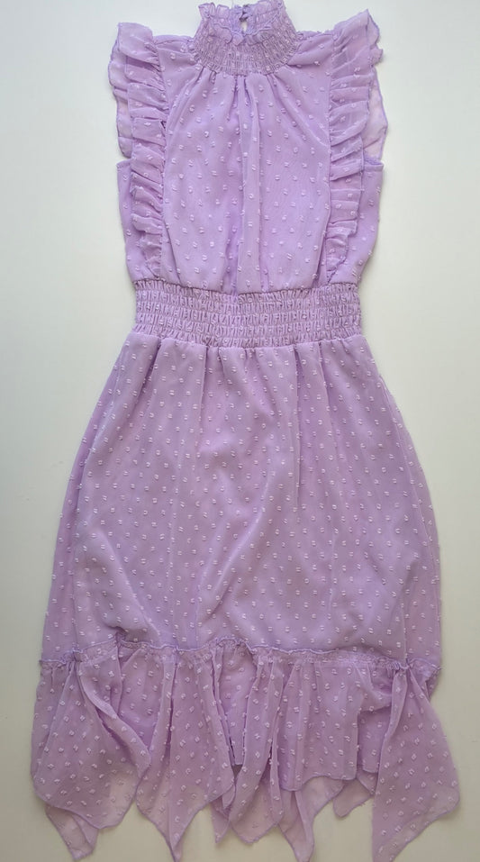 Ava & Yelly Dress - Purple Polka Dot Chiffon | size 8