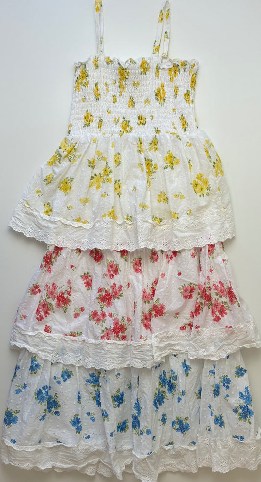 Zunie Dress - White Floral Eyelet Tiered | size 10