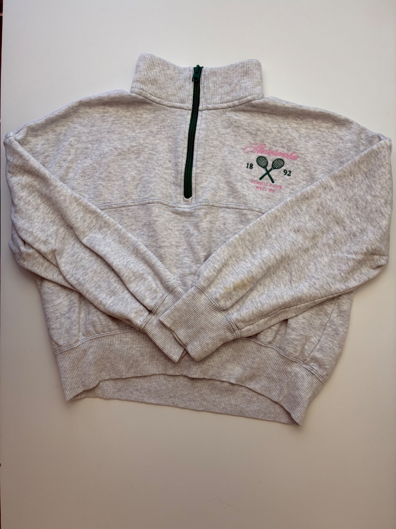 Abercrombie Kids Sweatshirt - Gray Tennis Club 1/4 Zip | size 11/12