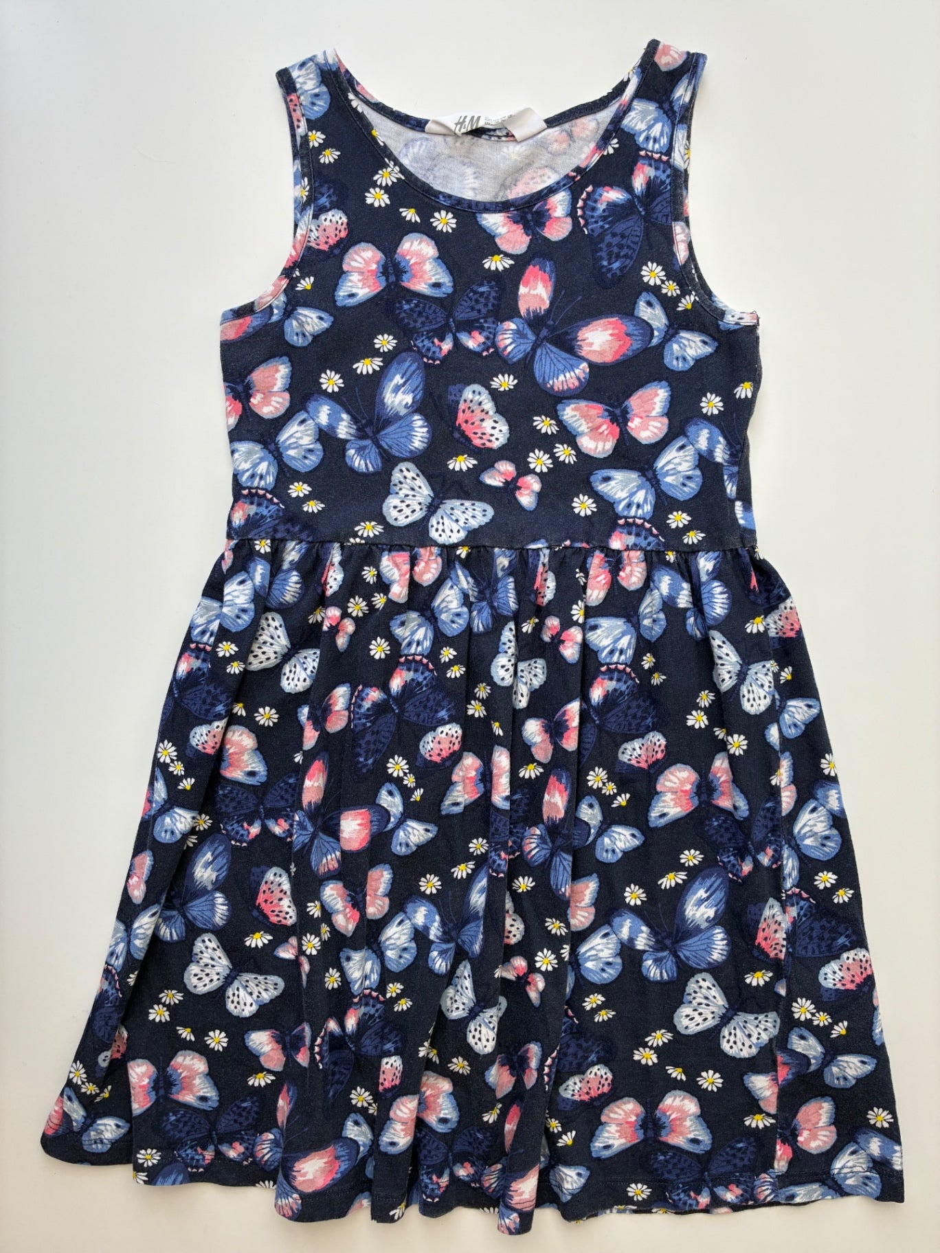H&M Dress - Navy Blue Butterflies 100% Cotton | size 6/8