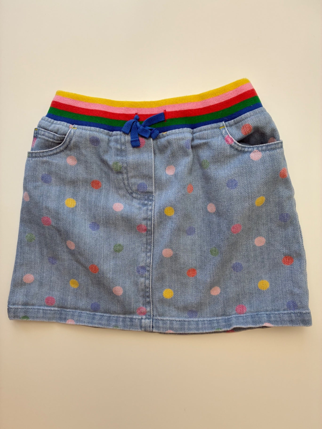 Mini Boden Skirt - Multicolor Polka Dot Denim | size 8/9