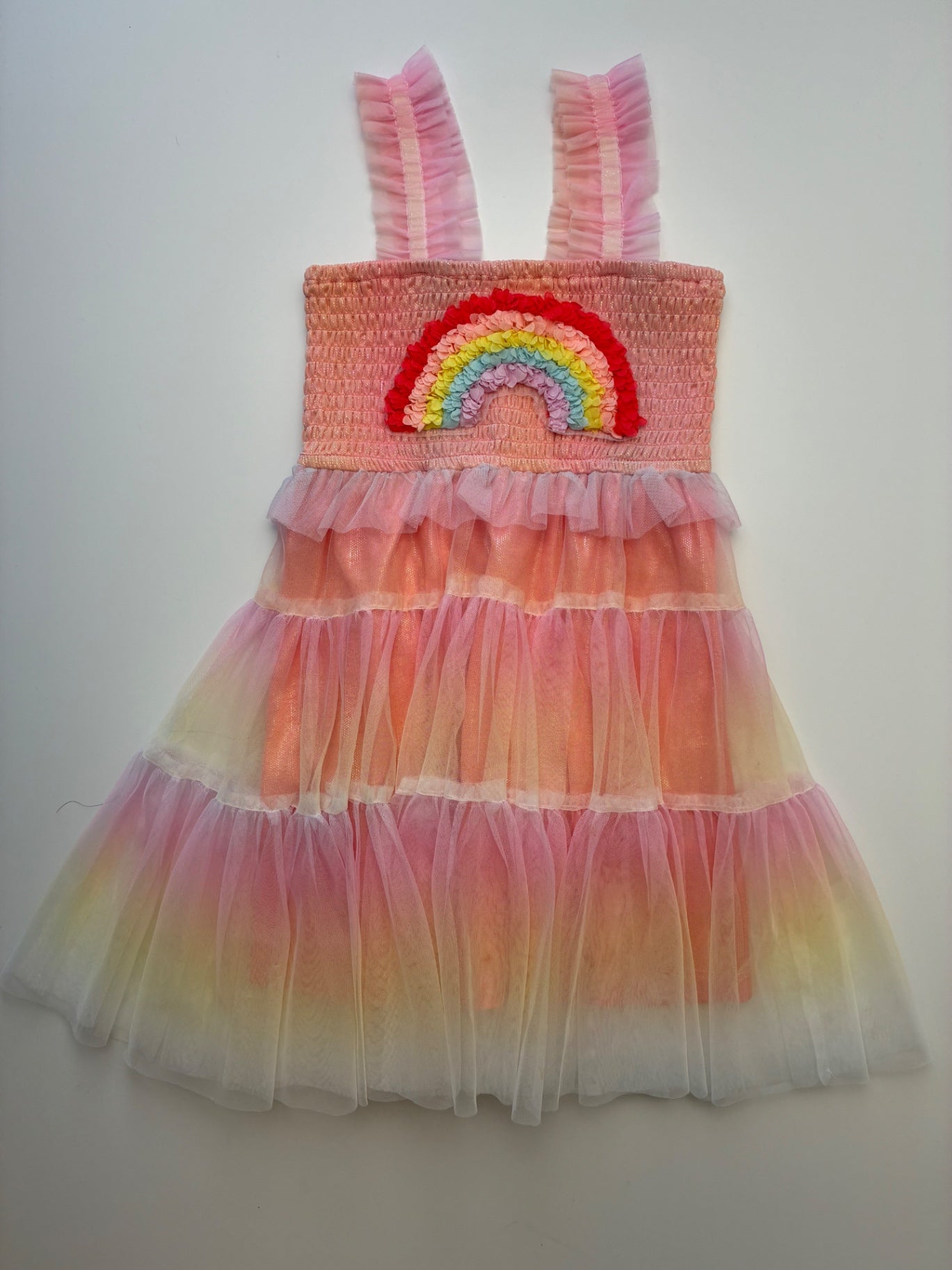 Baby Sara Dress - Multicolor Smocked Rainbow Tulle | size 4T
