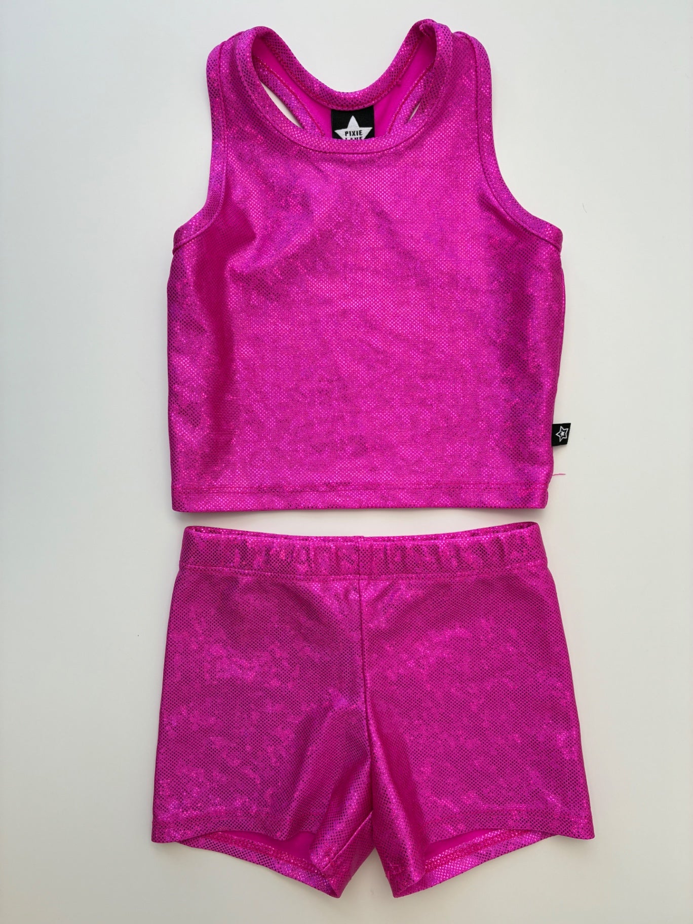Pixie Lane 2 Piece Ensemble - Pink Metallic Racerback + Tumble Shorts | size 4T