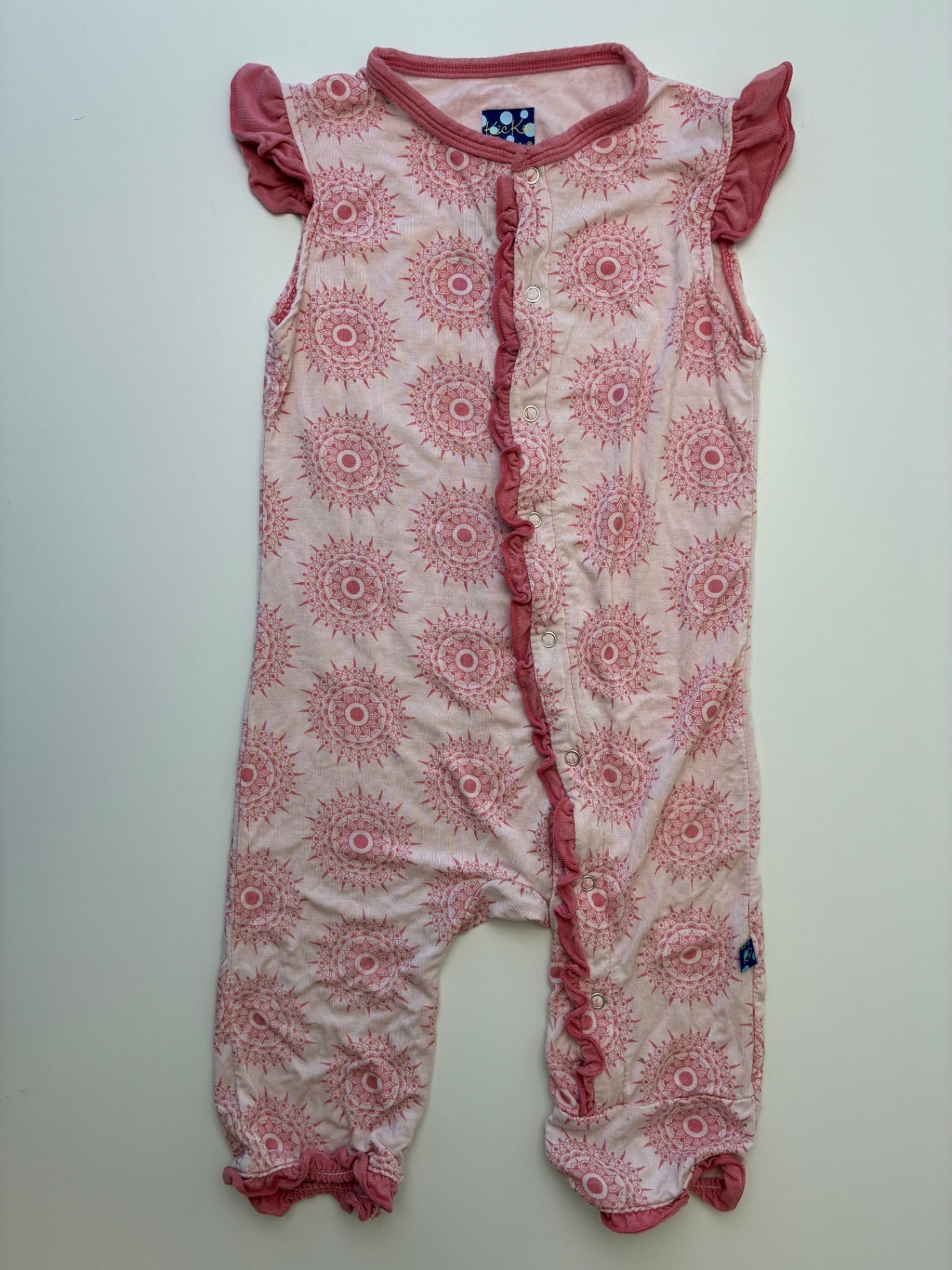 Kickee Pants Onesie - Pink Mandala Print Sleeveless | size 12 - 18 Months