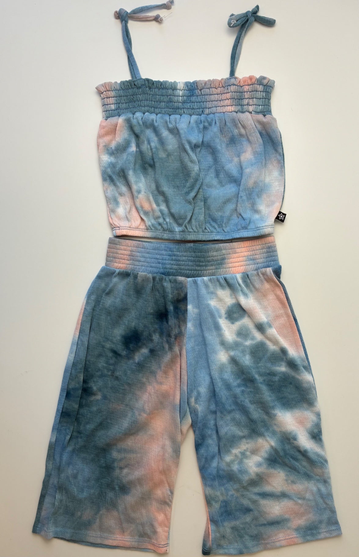 Pixie Lane 2 Piece Ensemble - Blue Tie Dye Tank Top + Wide Leg Pants | size 4T
