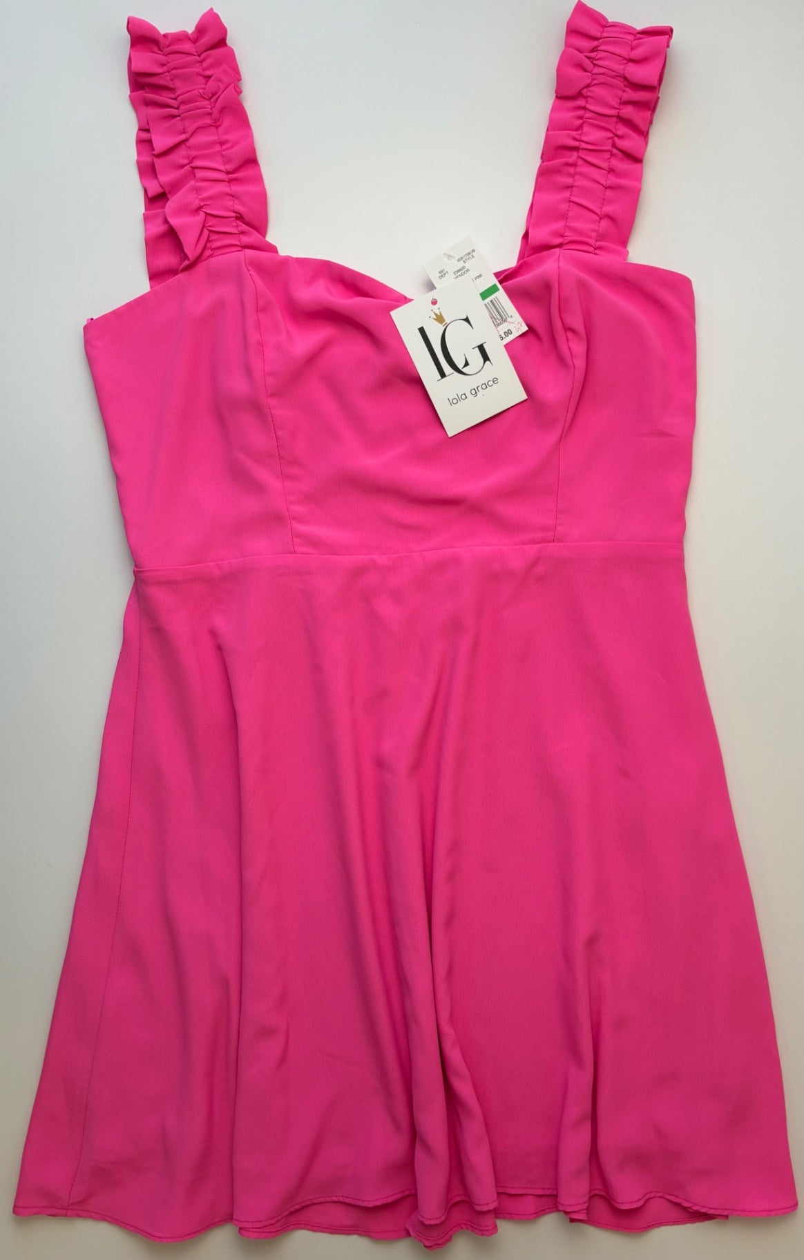 Lola Grace Dress - Pink Chiffon Ruffle Strap | size L