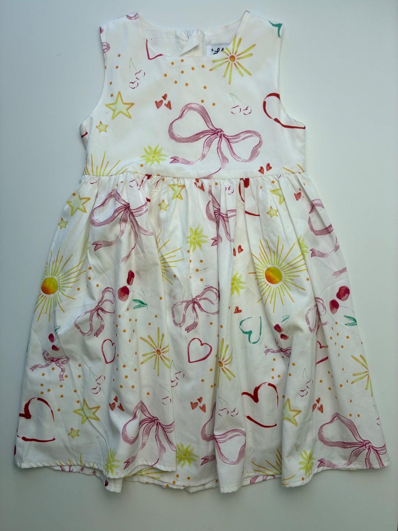 Lola & The Boys Dress - White Stars + Hearts + Bows | size 4T