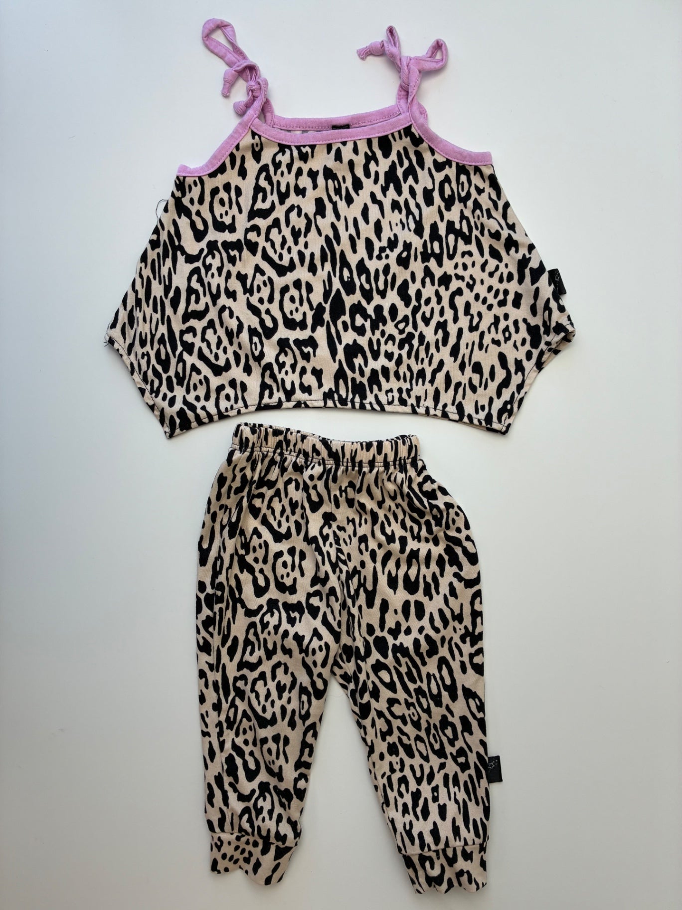 Pixie Lane 2 Piece Ensemble - Tan Animal Print Tank Top + Leggings | size 6 - 12 Months