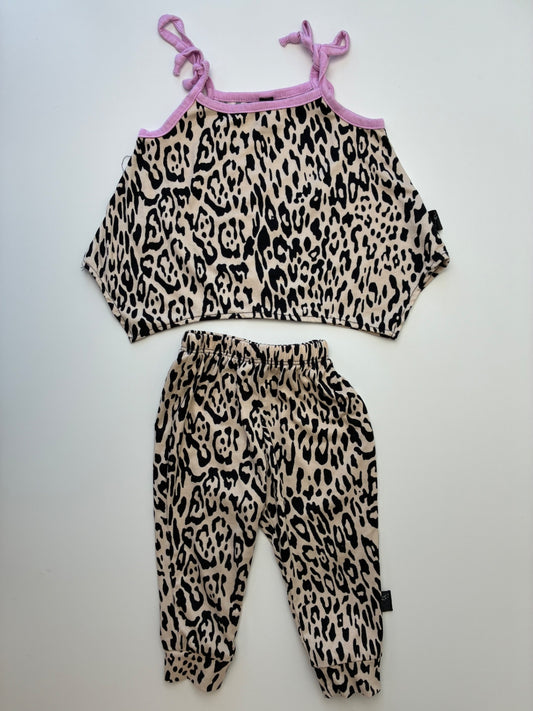 Pixie Lane 2 Piece Ensemble - Tan Animal Print Tank Top + Leggings | size 6 - 12 Months