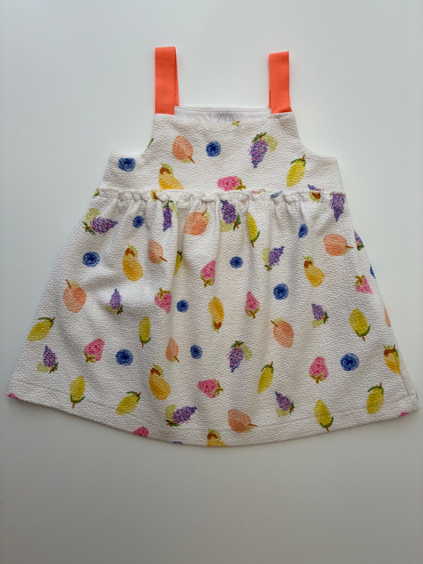 Zara Dress - White Fruit Pattern | size 9 - 12 Months