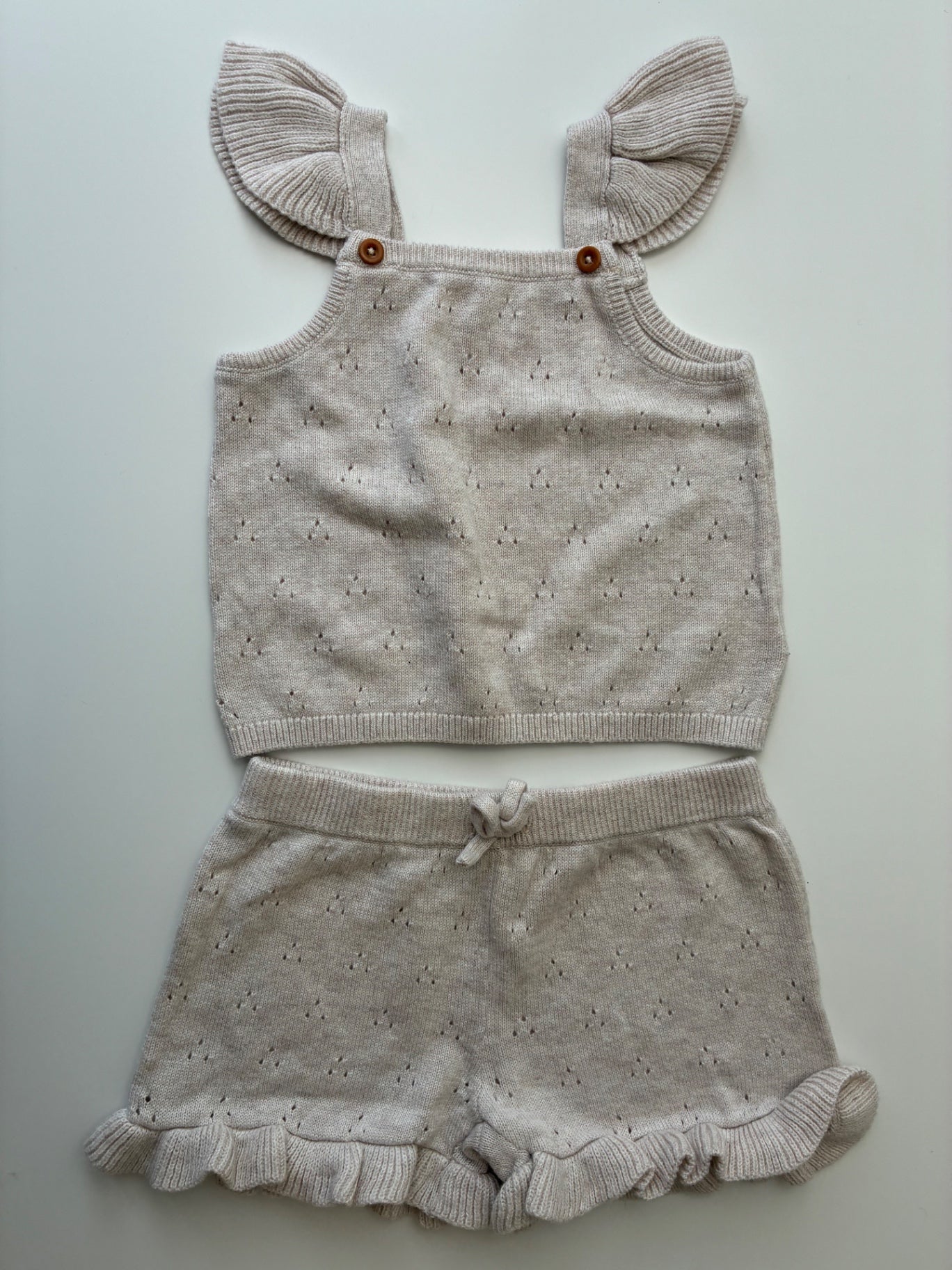 Nordstrom 2 Piece Ensemble - Gray Knit Tank Top + Shorts | size 6 Months