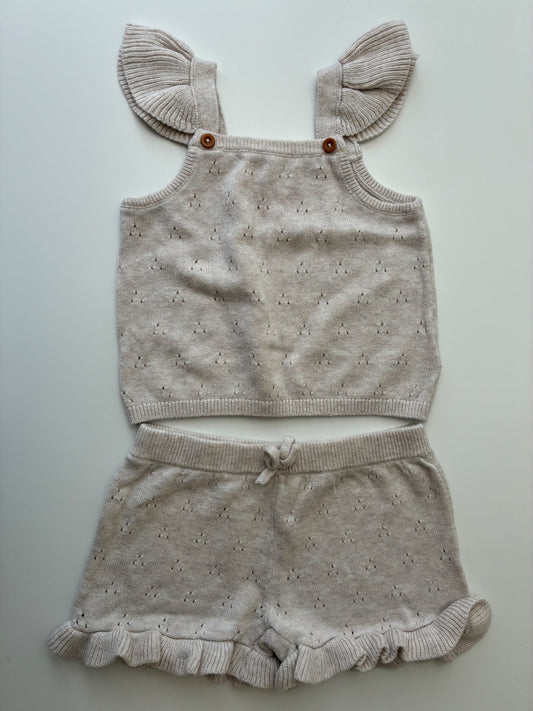 Nordstrom 2 Piece Ensemble - Gray Knit Tank Top + Shorts | size 6 Months