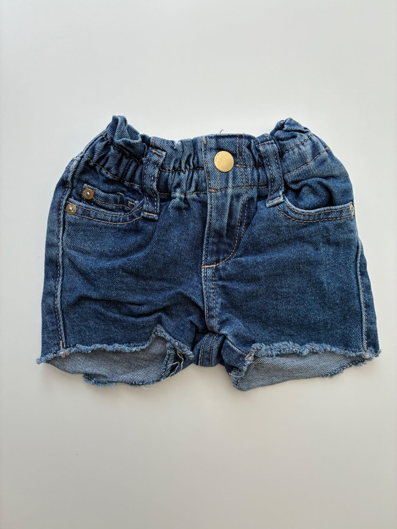 DL 1961 Shorts - Blue Elastic Waist Raw Hem Denim | size 2T