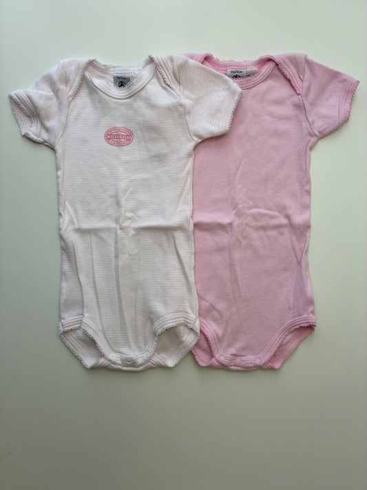 Petit Bateau Onesie - Pink Bodysuits Set of 2 | size 12 Months