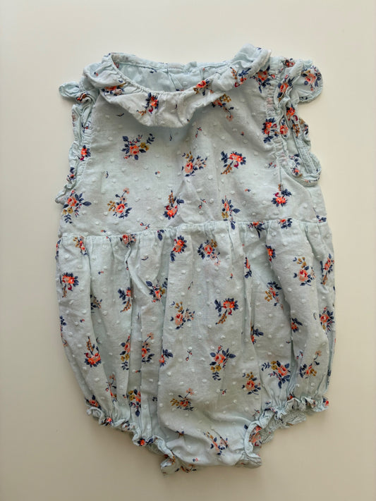 Petite Lucette Onesie - Blue Floral Bubble | size 9 Months